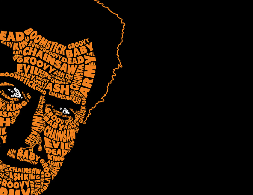 Typographical illustration of actor Bruce Campbell